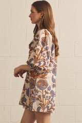 Cora long sleeve mini dress in ecru
