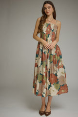 Jane floral midi dress in teal