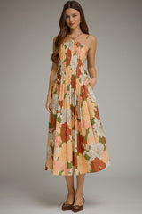 Jane floral midi dress in olive