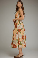 Jane floral midi dress in olive