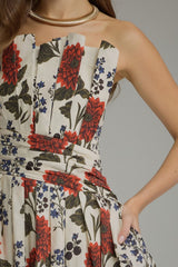 Marisole strapless midi dress in ecru