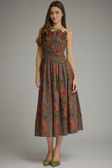 Marisole strapless midi dress in brown