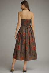 Marisole strapless midi dress in brown