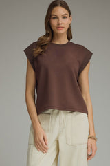 Blair short sleeve top in chocolate brown