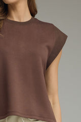 Blair short sleeve top in chocolate brown