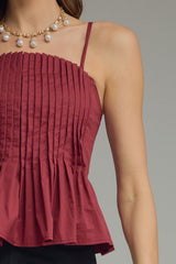 Courtney pleated top in merlot