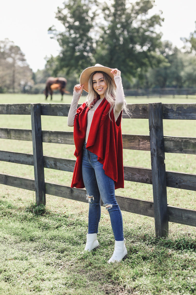 Perfect Shawl Vest in Red