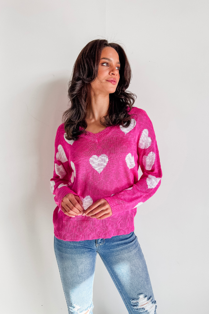 Be Mine Sweater in Hot Pink