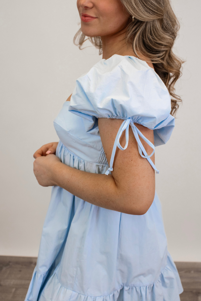Heartbreaker Babydoll Dress in Light Blue