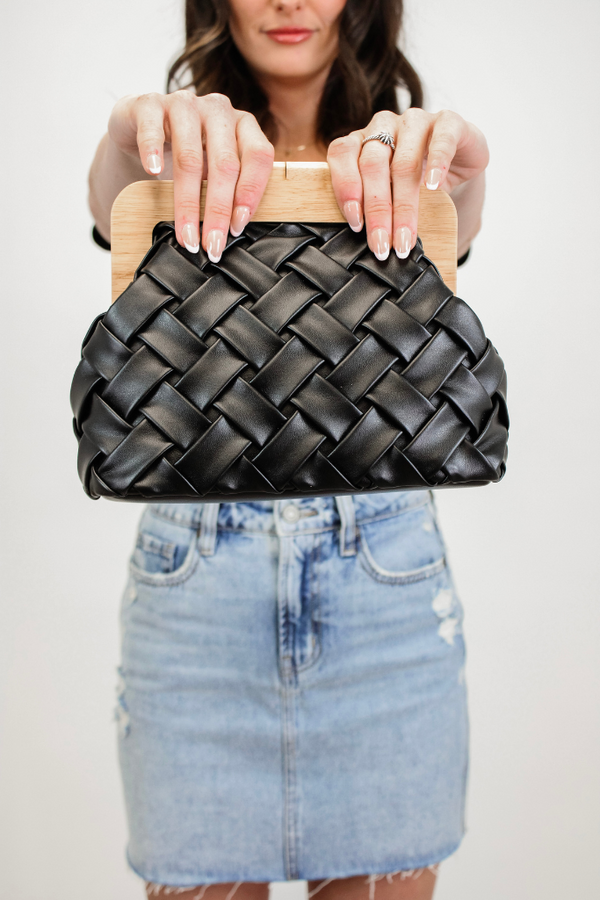 On My Way Woven Bag in Black