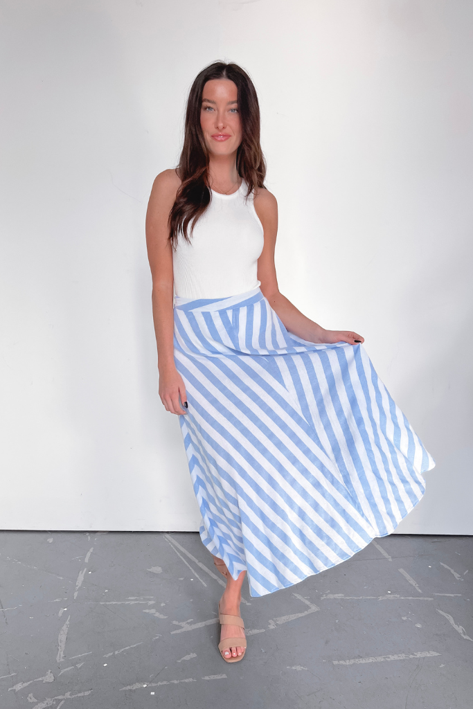 Newport Bound Stripe Maxi Skirt