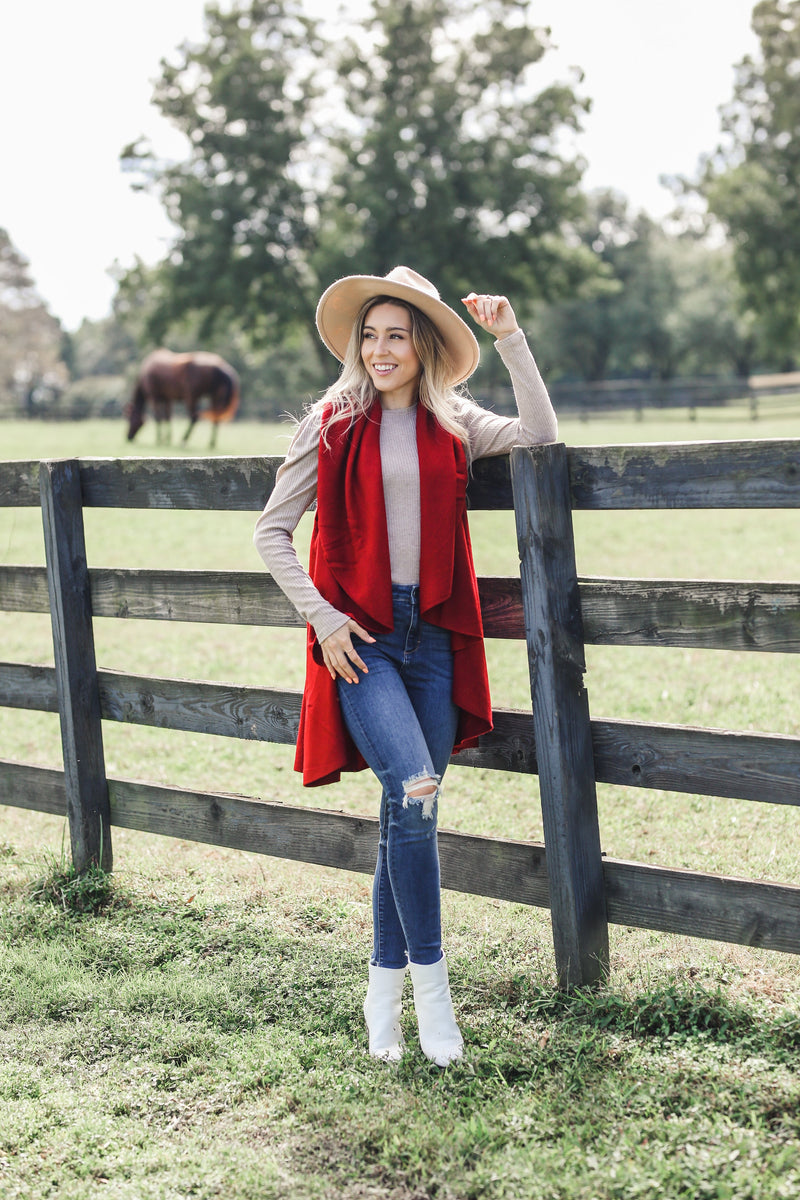 Perfect Shawl Vest in Red